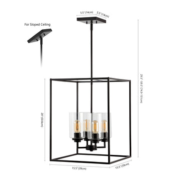 Quinn 8.13" Industrial Farmhouse Iron/Glass LED Pendant - JONATHAN Y
